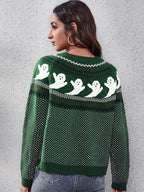 Strickpullover mit Rundhalsausschnitt und Retro-Motiv im literarischen Stil – Nerissa