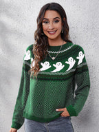 Strickpullover mit Rundhalsausschnitt und Retro-Motiv im literarischen Stil – Nerissa