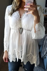 Azura - Chemise ajourée vintage sexy en dentelle patchwork pour femme