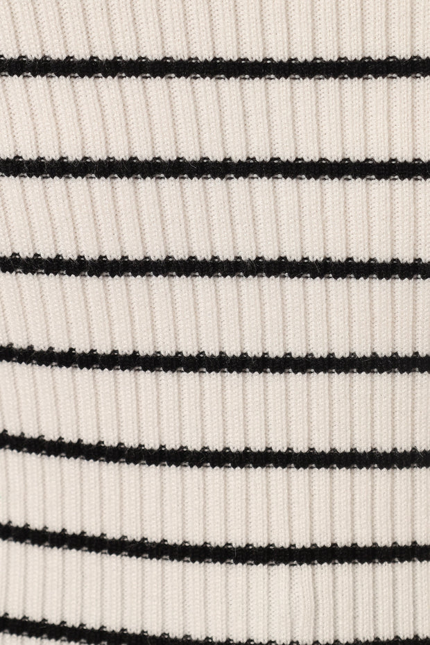 Haut en maille rayé pour femme, col bateau, manches longues - Kiersten