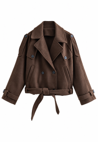 Kurzer Damen-Trenchcoat mit Gürtel und doppelter Knopfleiste – Élise