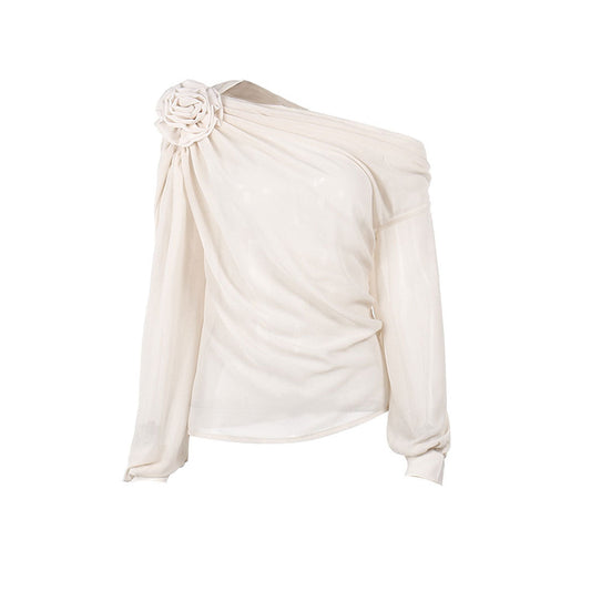 Margaret - Blouse en Chiffon Unique à Une Épaule