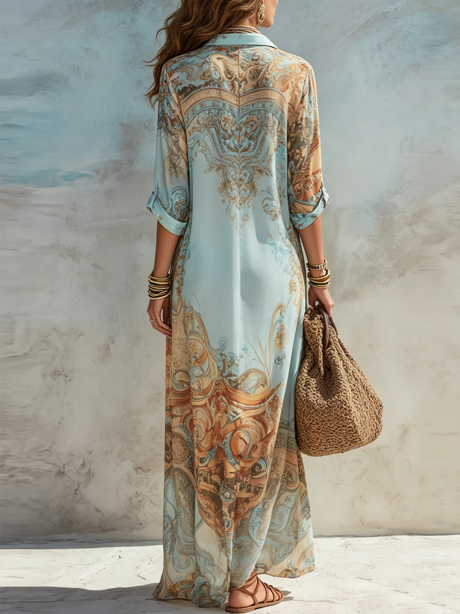 Langes Hemdkleid für Damen mit Paisley-Muster – Gloria