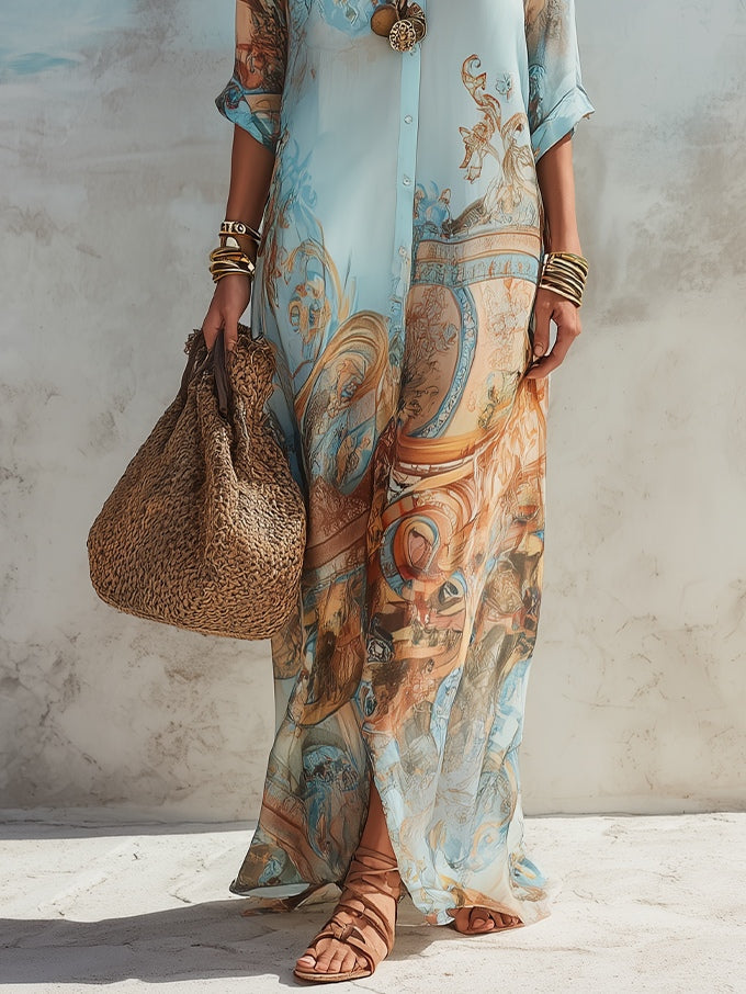 Langes Hemdkleid für Damen mit Paisley-Muster – Gloria