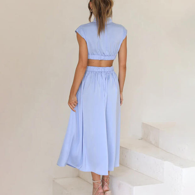Noelle - Robe Plissée à Col Haut