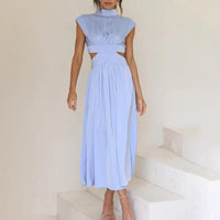 Noelle - Robe Plissée à Col Haut