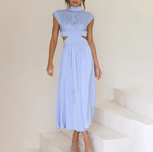 Noelle - Robe Plissée à Col Haut