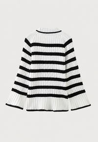 Robe courte en maille rayée, col roulé et manches larges - Raddile