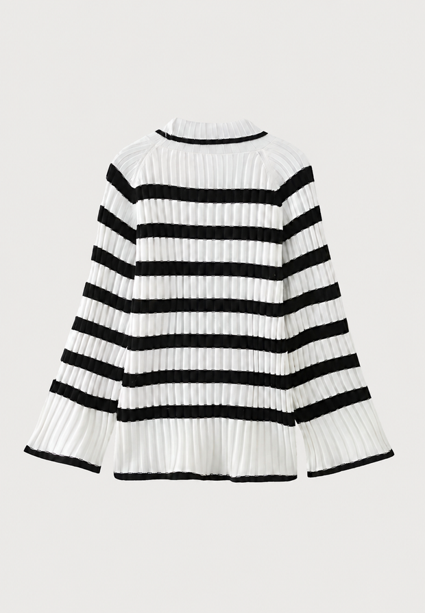Robe courte en maille rayée, col roulé et manches larges - Raddile