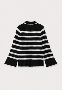 Robe courte en maille rayée, col roulé et manches larges - Raddile