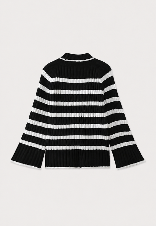 Robe courte en maille rayée, col roulé et manches larges - Raddile