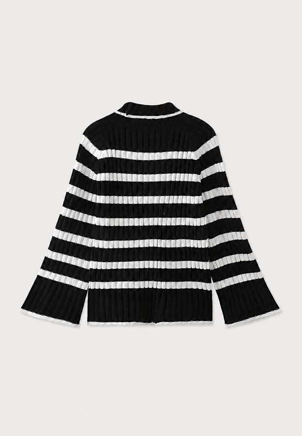 Robe courte en maille rayée, col roulé et manches larges - Raddile