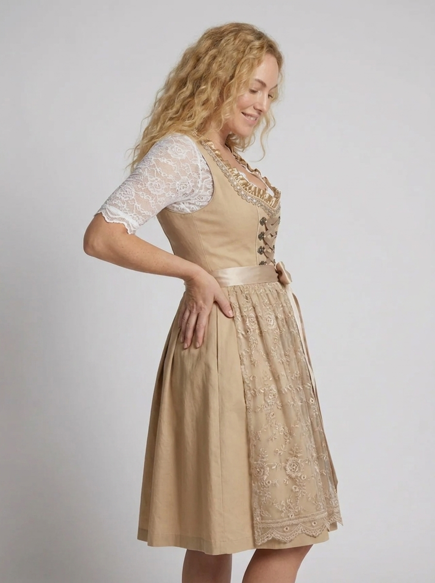 Dirndl-Kleid für Damen mit Schnürung und bestickter Schürze – Griechenland