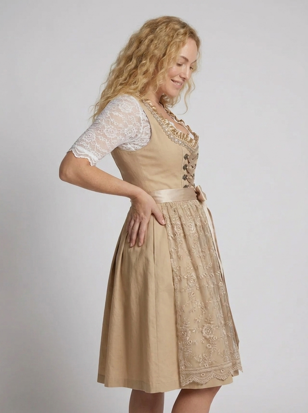 Robe dirndl pour femme avec tablier à lacets brodé - Grèce