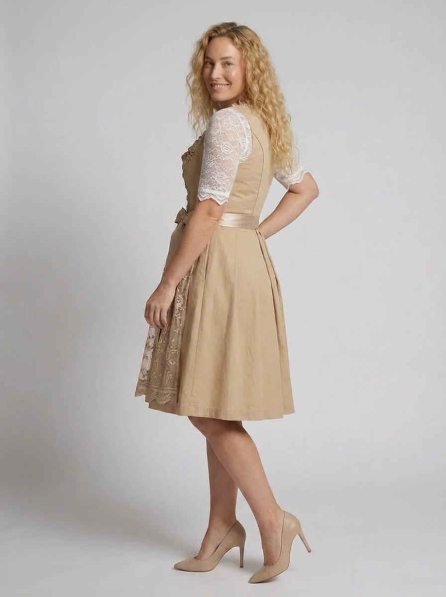 Dirndl-Kleid für Damen mit Schnürung und bestickter Schürze – Griechenland