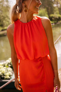Robe midi élégante à col licou et drapée - Killy