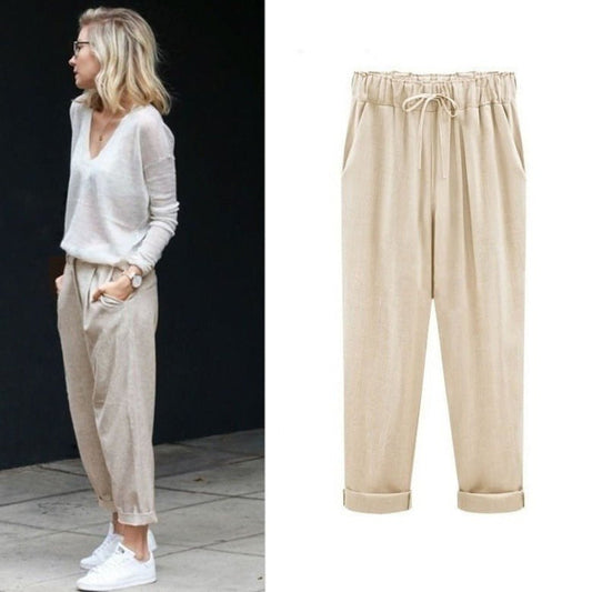 Pantalon d'été pour femmes - style décontracté avec cordon de serrage