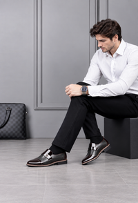 Chaussures monkstrap pour homme à boucle latérale, finition brillante - Laurenz