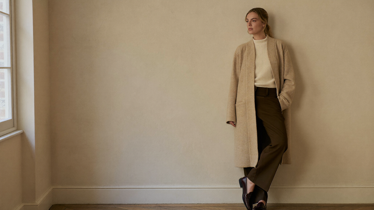 Zeffor Damen – langer Strickcardigan über Rollkragenpullover